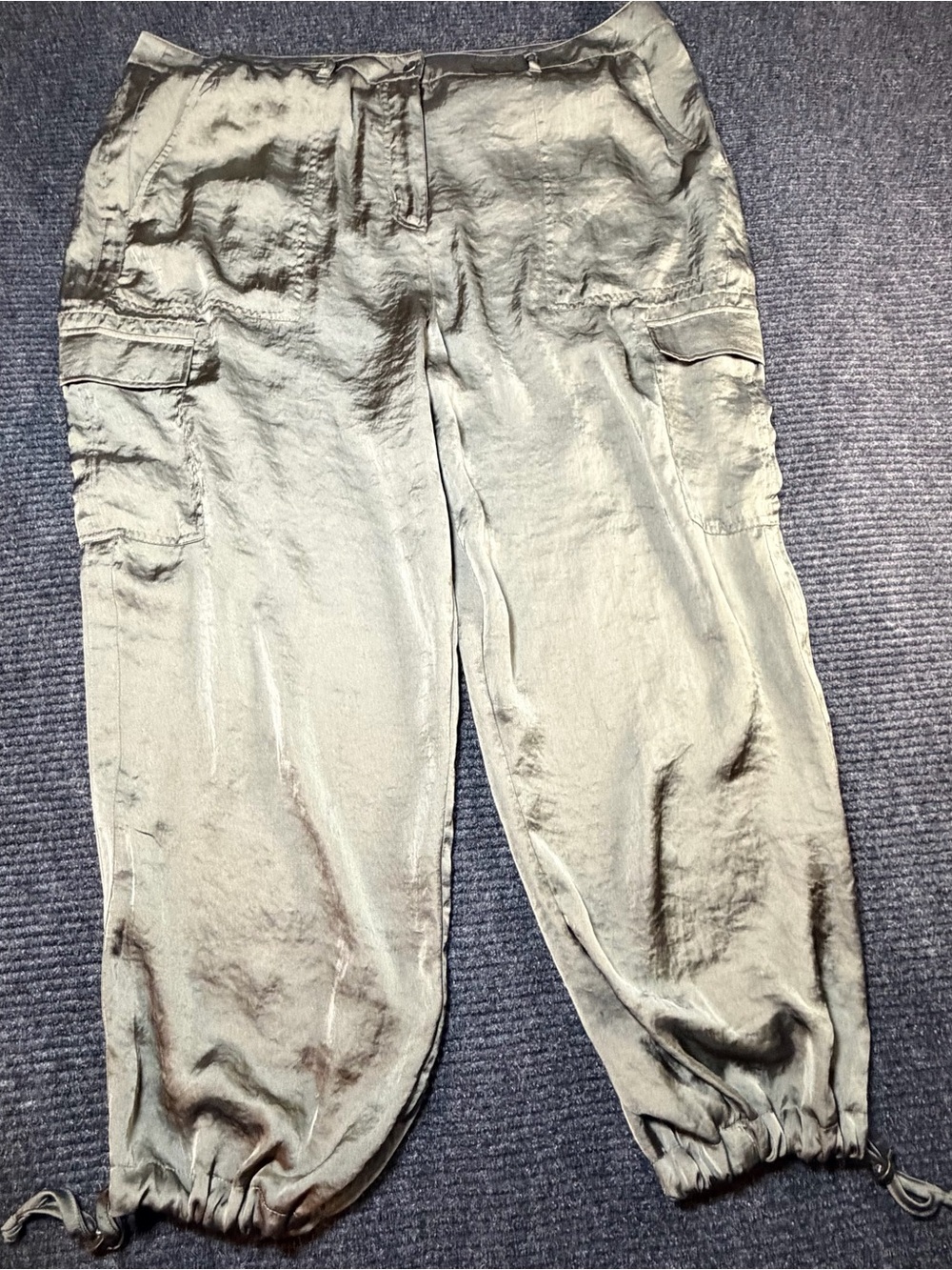 Woman’s Olive Green DKNY Cargo Barrel Pants - Drawstring Cuffs